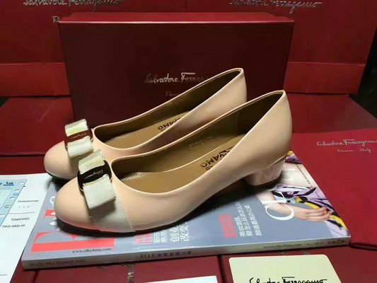 Ferragamo Shallow mouth Block heel Shoes Women--022
